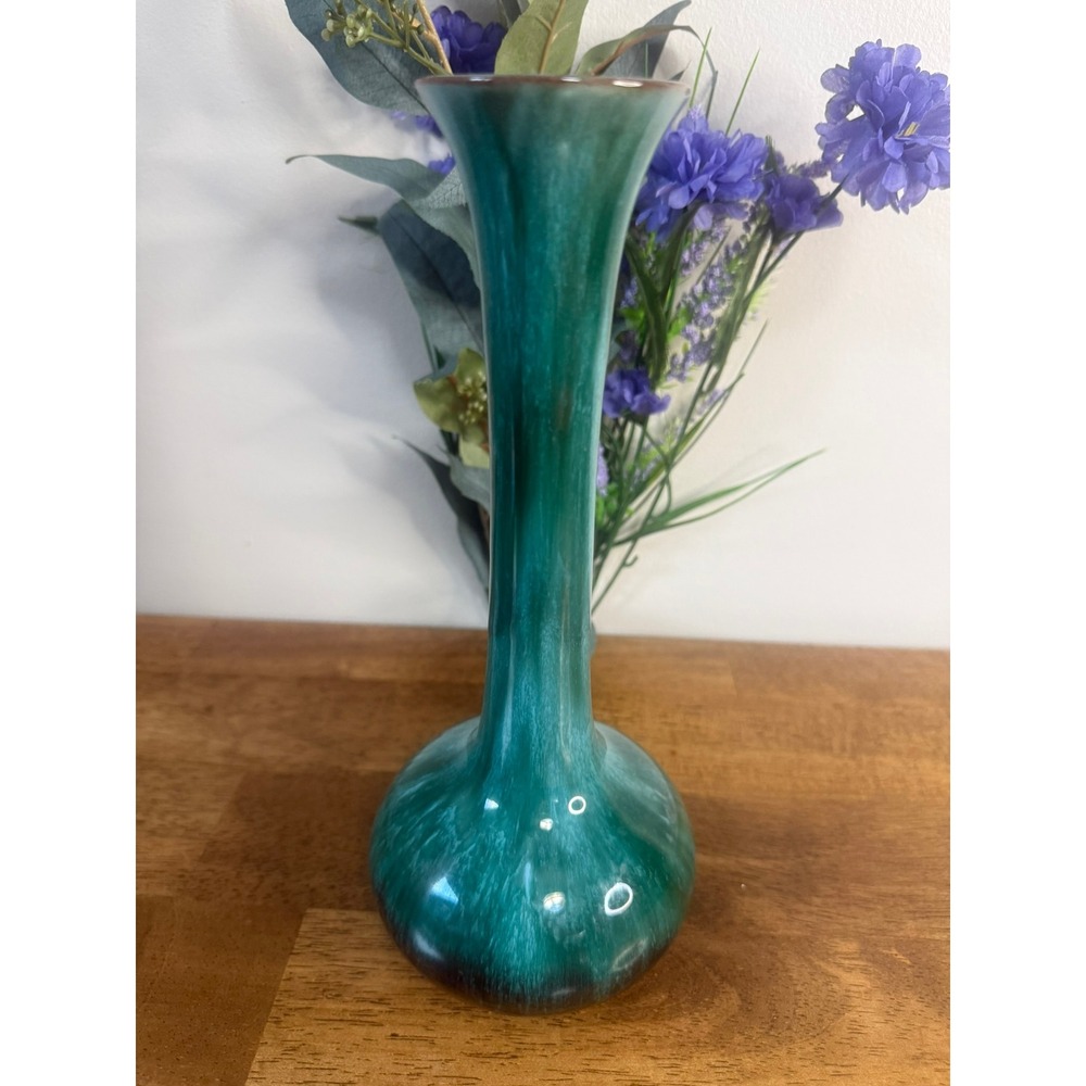 Blue Mountain Pottery Bud Vase Green Black Drip Glaze Canada MCM Vintage Decor